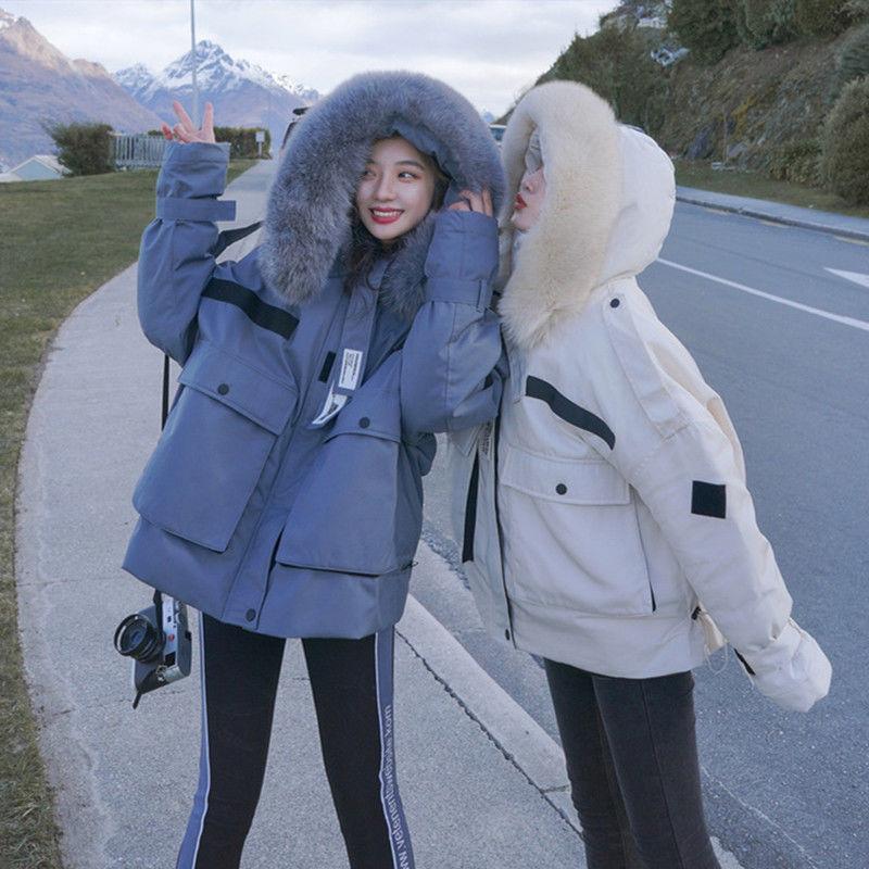 

Winter Women' 2021 New Cotton Jacket New Loose Bread Jacket Thicken Warm Cotton Workwear Student, Blue
