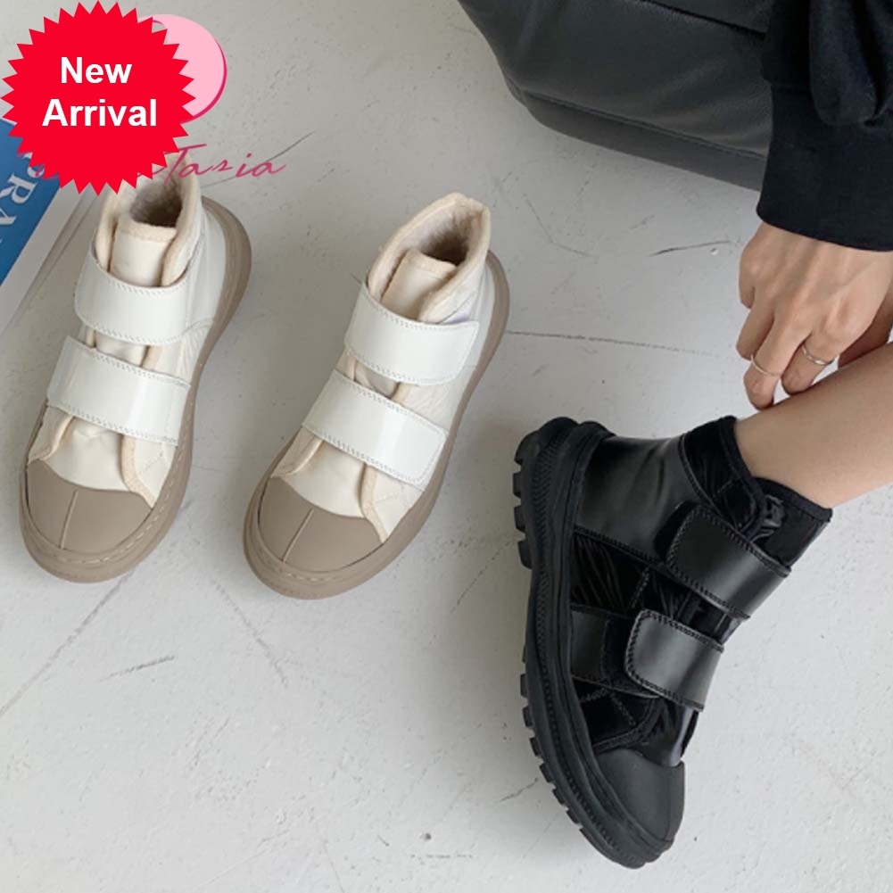 

2021 The New Ladies Genuine Leather Winter Bootss Colours Mixed Thick Velcro Ankle Women's Hot Skin Shoes Xnhg, Apricot
