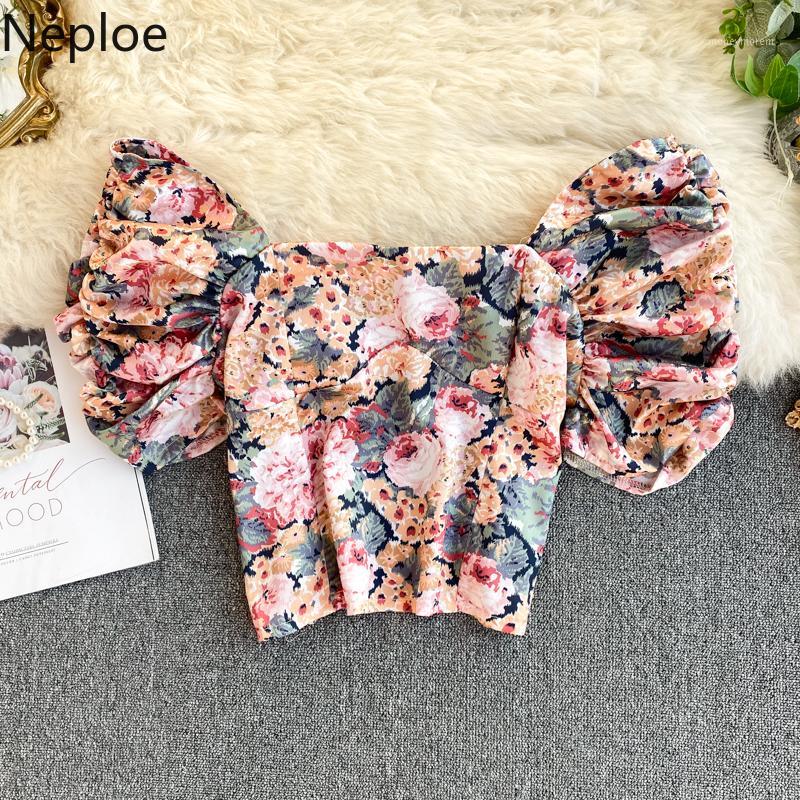 

Neploe Vintage Floral Square Collar Short Blouse Short Puff Sleeve Women Pullover Shirts 2019 New Korean Crop Top Blusas 561861, Pink