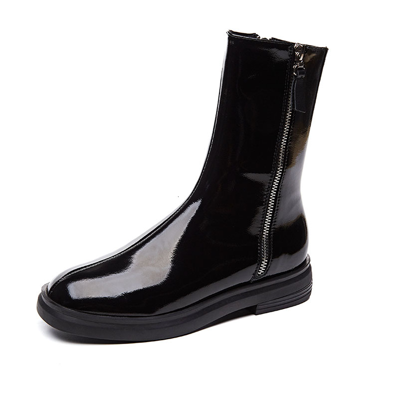 

2021 New Fashion Mid-calf Women Party Night Club Shoes Woman Autumn Winter Warm Front Metal Decoration High Boots Wmsi, Black