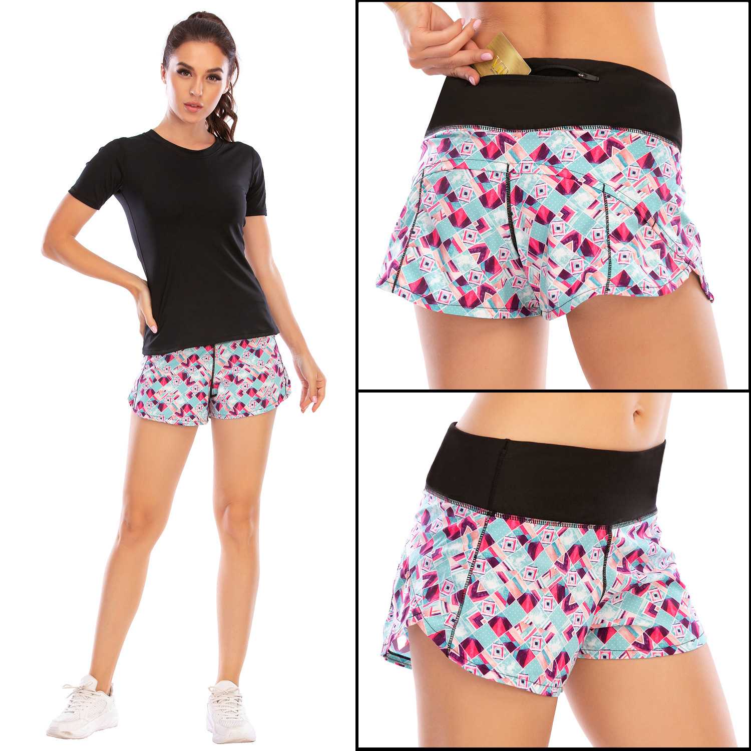 

Quick-Drying Fitness Anti-Exposure Lining Sports Running Training Zipper Fitness Yoga Shorts Female Australia Force 12020