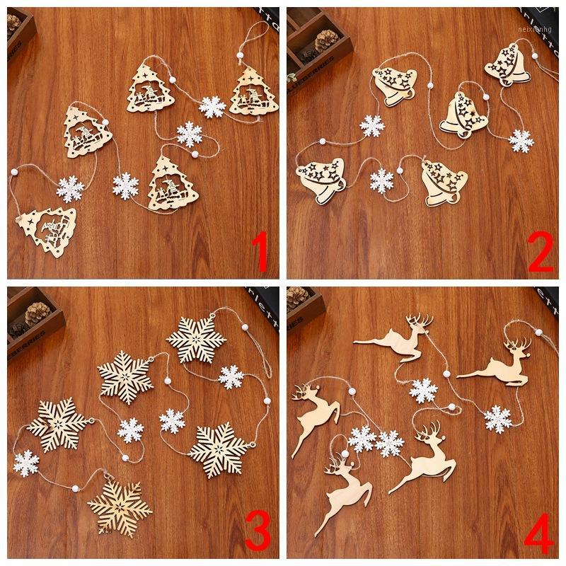 

Christmas Tree Ornaments Hanging Garlands Christmas Wooden Pendant Banner For Holiday New Years Party Home Decor1