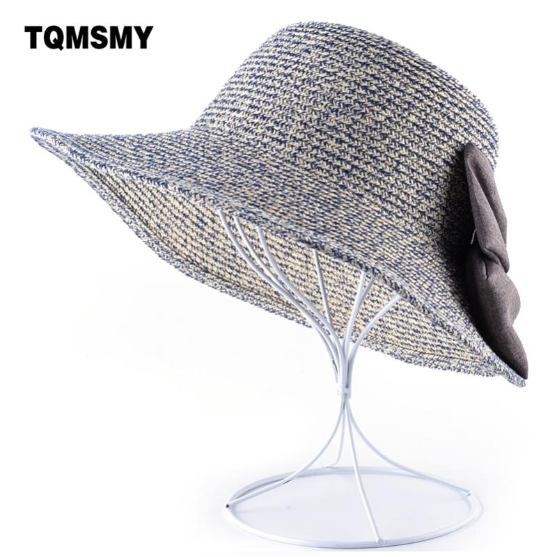 

Natural straw Hat women's Summer Bucket cap Ladies Wide Brim Shade Beach caps for women Elegant bowknot sun hat Chapeau Female, Brown