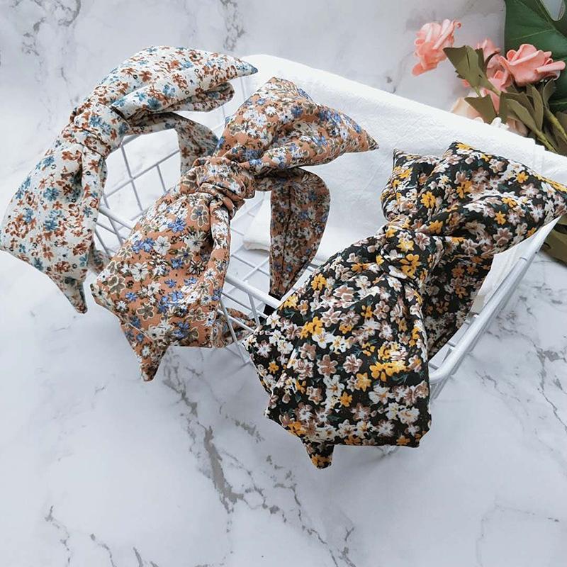 

Silk Small Floral BIG Bow Headbands For Women Hairbands Flower Scrunchies Hair Accessories Hair Bows Crown Band Headband