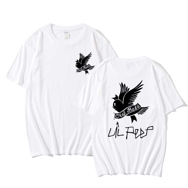 

Summer T-shirt lil peep hip-hop singer loose fun print loose men's casual chic short-sleeved tops women's, Gray