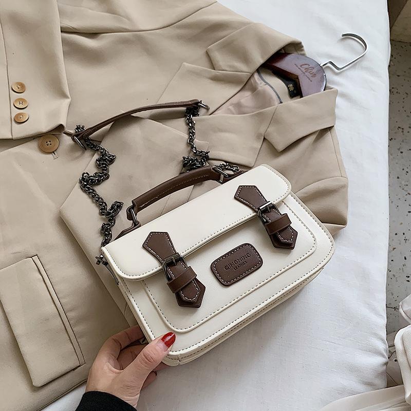 

2021 New Women's Clutch Bag Chain Small Square Bag Fashion Wild Ladies Handbags Mobile Phone Bags Female Shoulder Messenger Bags, White