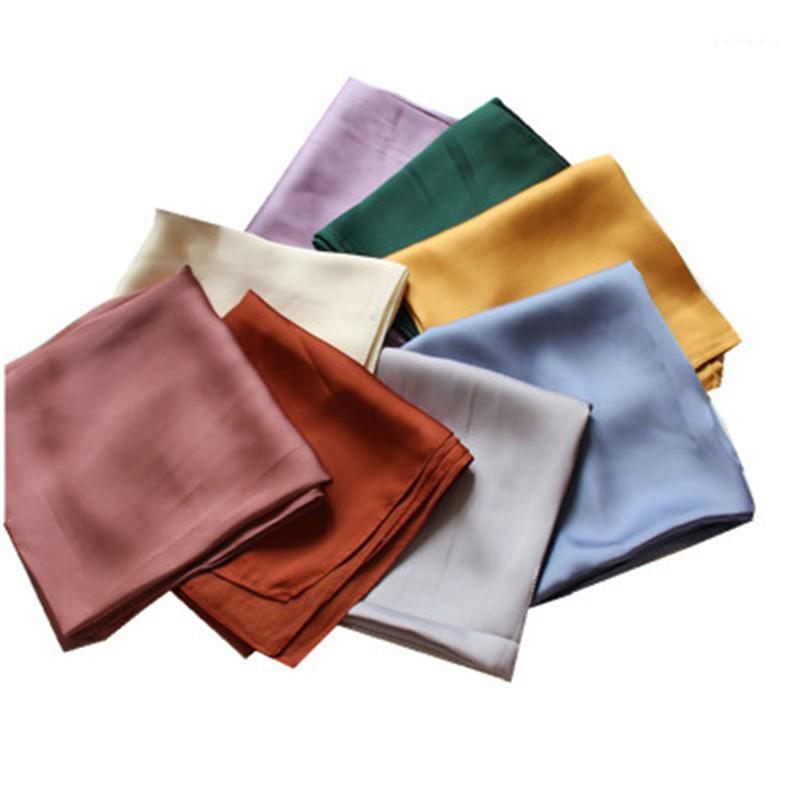 

Scarves 70cm Solid Square Scarf Hair Tie Band Female Silk Korean Wild Professional Flight Attendant Small Decorative, Blue;gray
