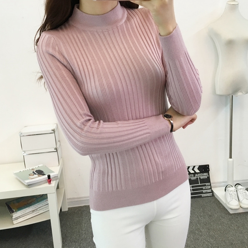 

2021 New Autumn Winter Women Turtleneck Knitted Pullovers Sweater Fashion Slim Female Jumper Rdtc, Yellow