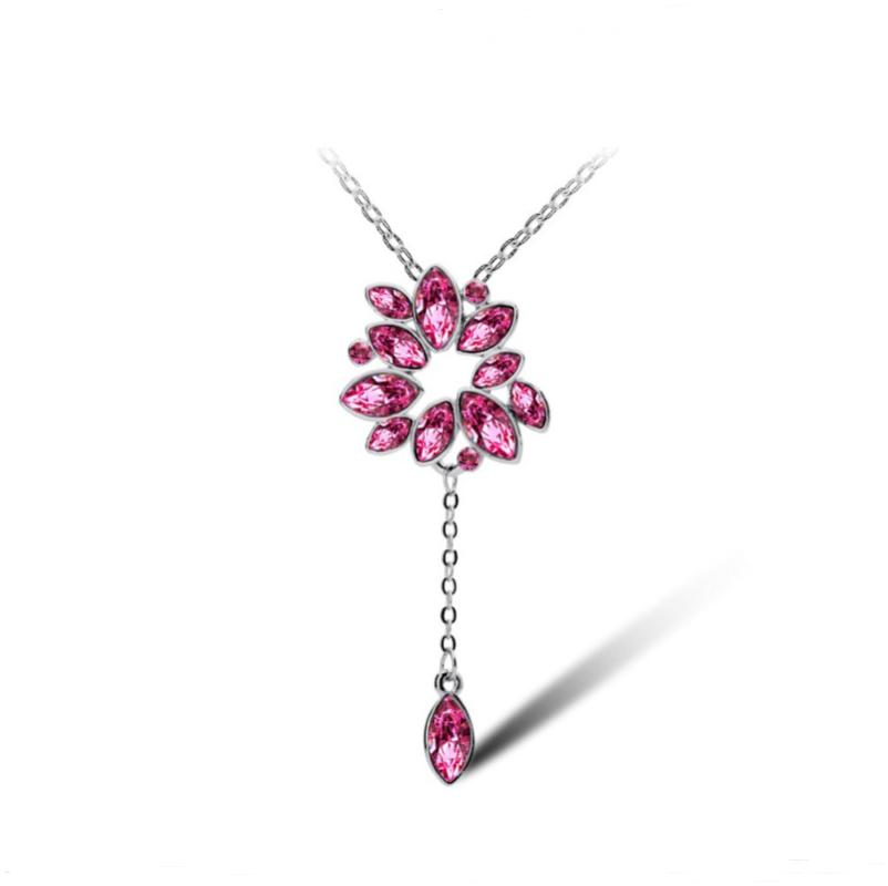 

flower Austrian crystal eye exaggerated clavicle chain necklace quality charm women romantic fashion jewelry party
