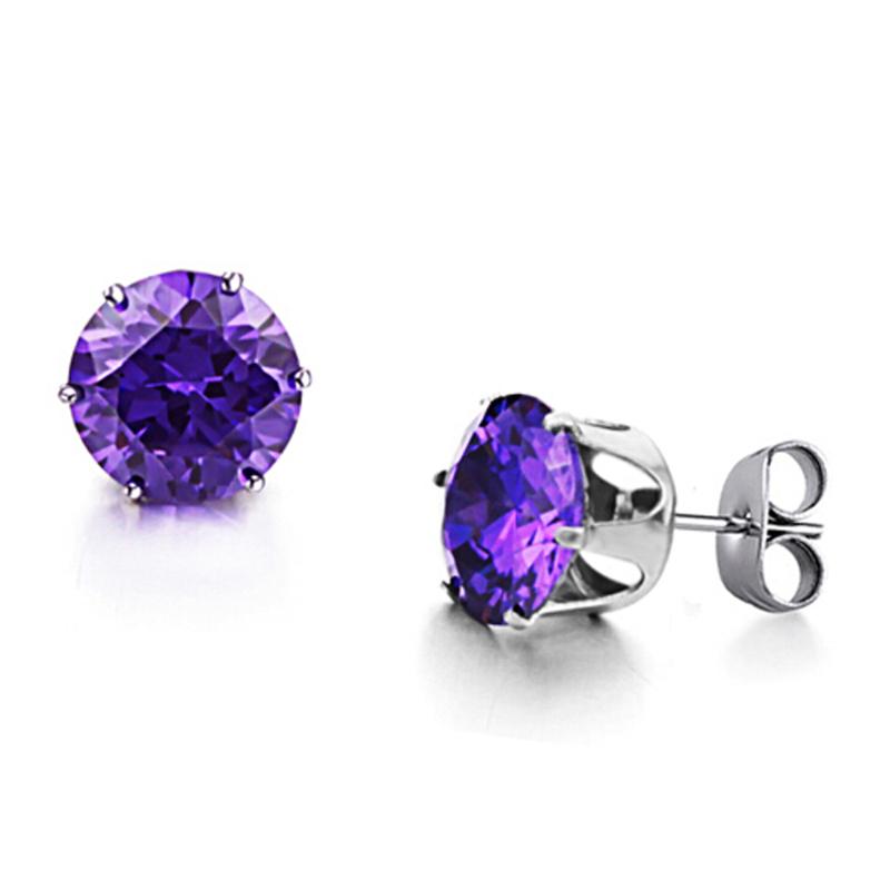 

Rhinestone Elegant 8mm 316 Stainless Steel Cubic Zirconia designer Stud earrings for women