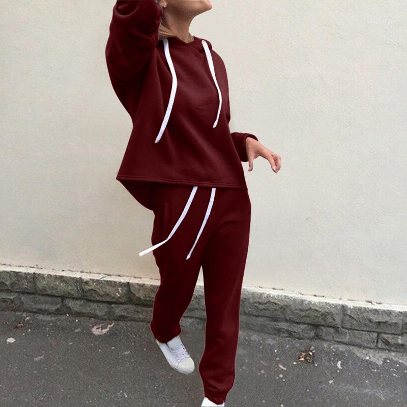 

VERTIVE Solid Color Pullover Women Sports Set Casual Long Sleeve Pullover Sweatsuits Skinny Drawstring Gym Running Pants1