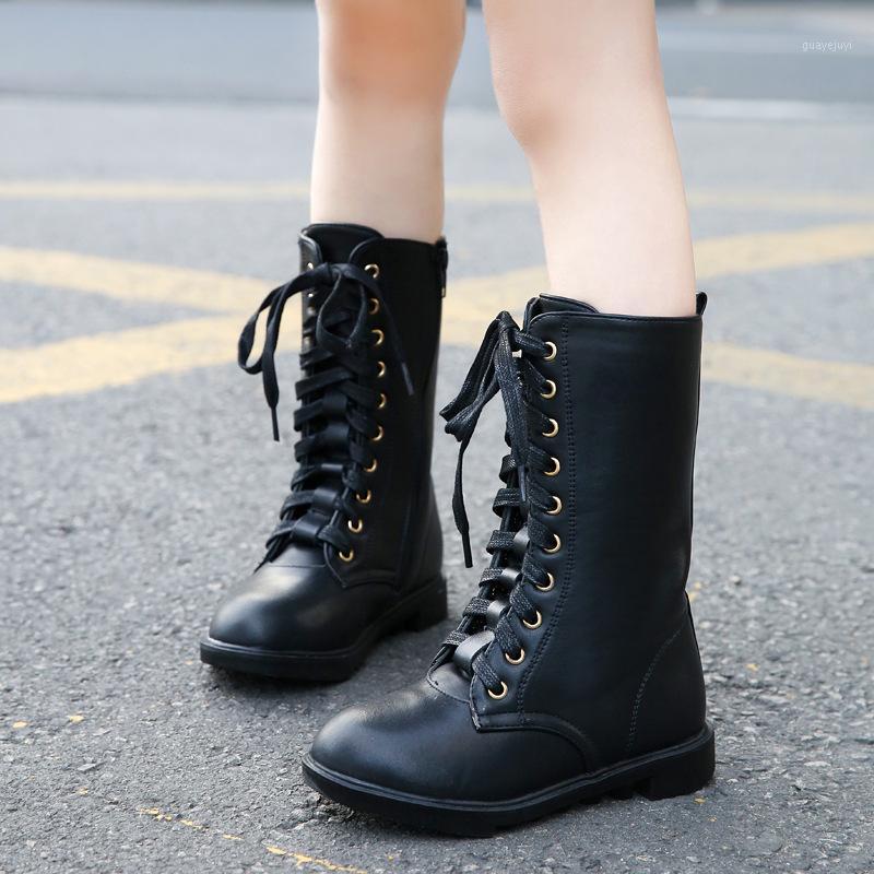 

Genuine Leather mid-high boots 2020 new medium and large children's boots fashion girls Martin1, Red single