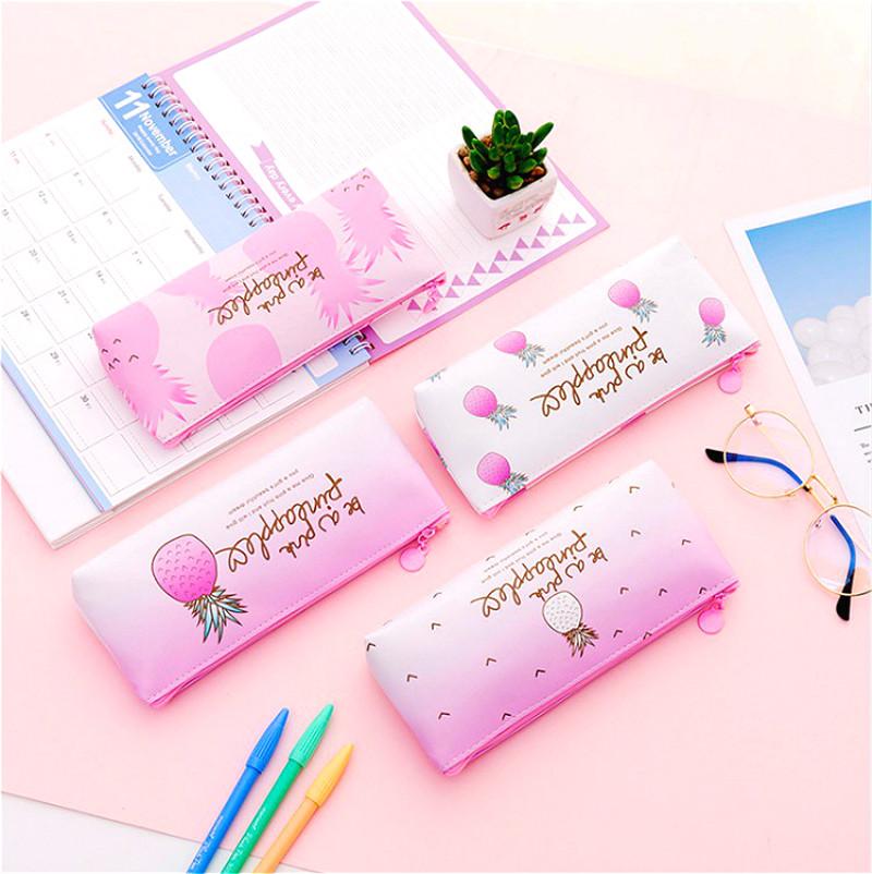 

New Canvas Fruit Pineapple Pencil Case School Pencil Cases for Girl Stationery Canvas Bag Escolar School Supplies