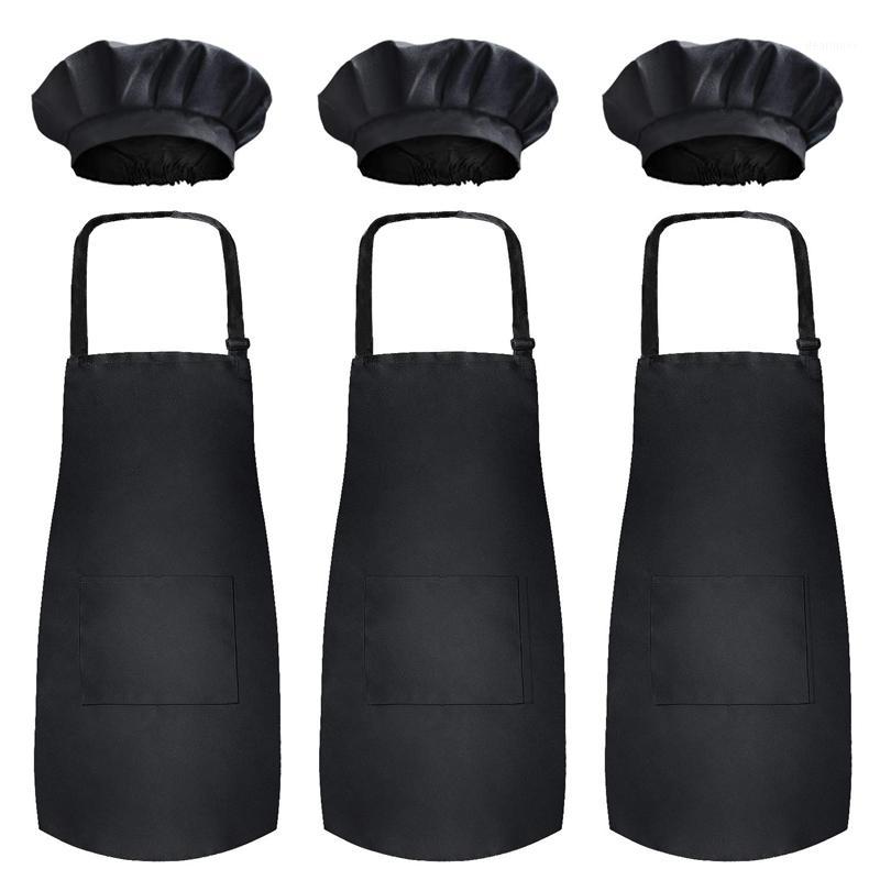

Children's Apron with Chef's Hat Set (3 Sets) Children's Bib with Pocket Cooking, Baking, Painting, Training Suit Siz1