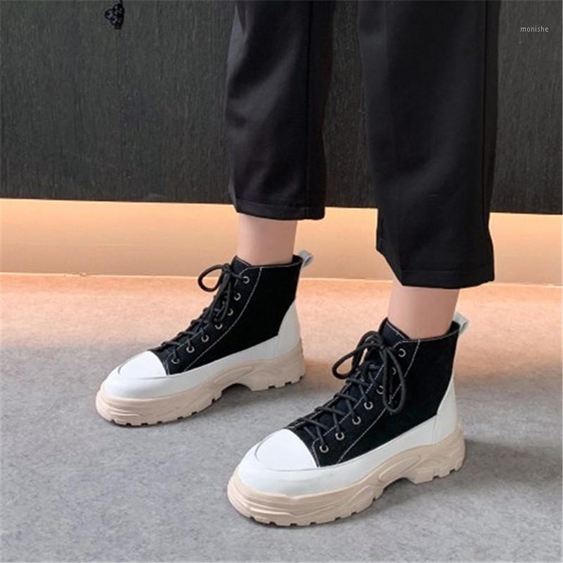 

PXELENA Flat Platform Winter Warm Snow Boots Women Sneakers Shoes Lace Up Autumn Combat Boots Non Slip Large Size 34-451, Beige autumn