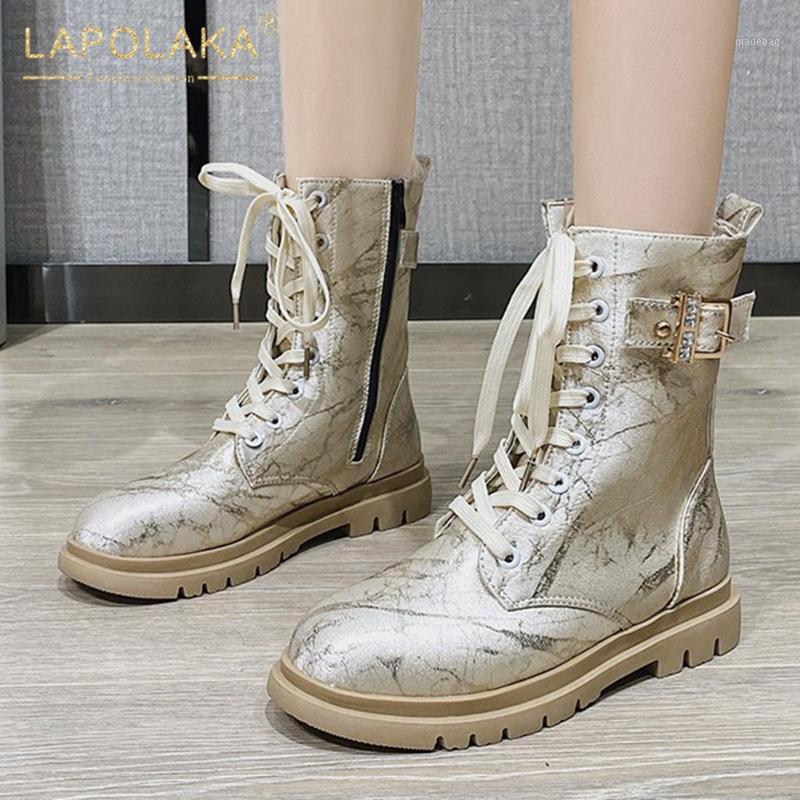 

Lapolaka New Arrivals 2020 Square Heels Comfortable Boots Woman Shoes Zip Up Platform INS Fashion Dropship Boots Ladies1, Beige