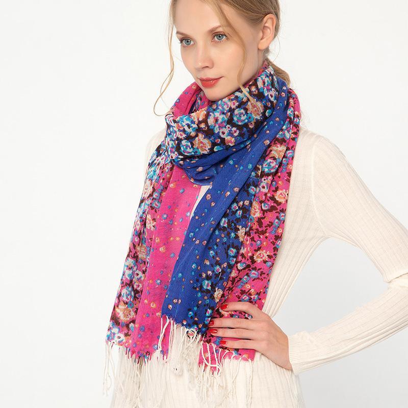 

Women 100% Wool Scarf Winter Echarpe Print Shawls and Wraps for Ladies Thin Foulard Femme With Tassel Pure Wool Scarves1