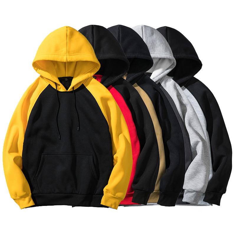 

Hoodies Men Thick Clothes Autumn Winter Long Sleeve Patchwork Sweatshirts Mens Women Streetwear Fleece Hoody Man Clothing RS-238, Y black