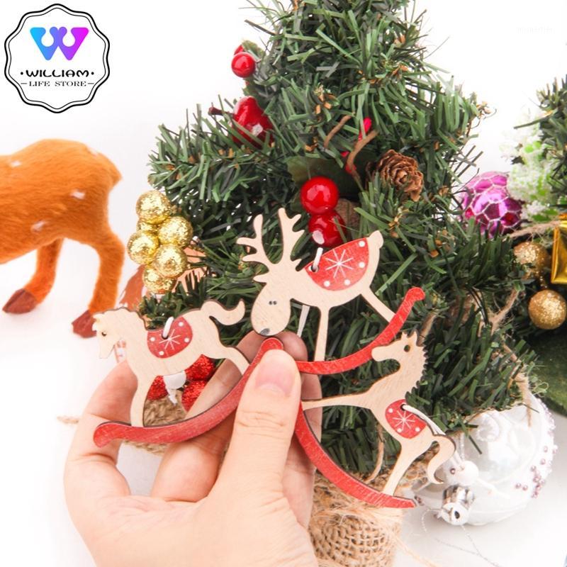 

3PCS/Set Christmas Pendants Hanging Trojan Horse Wooden Crafts DIY Wood Xmas Tree Ornaments Christmas Party Supplies Decoration1