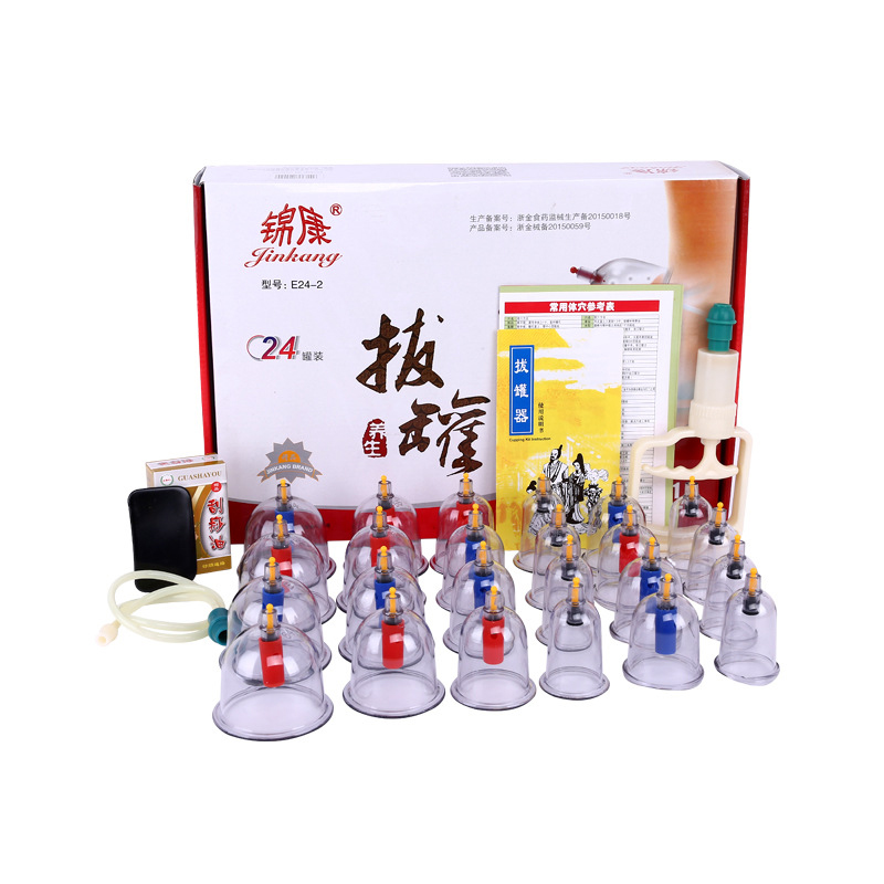 Jinkang Vacuum Cupping For Full Body Massager Traditionell kinesisk eldglaskuppmaskin 24 koppar