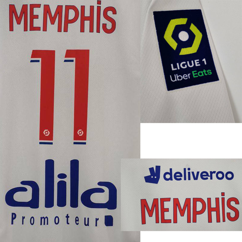

2020 Cherki Aouar Caqueret With Full Sponsor Patch Soccer Shirt maillot American College Football, Ligue 1