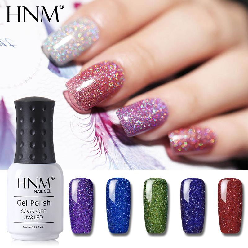 

HNM 8ML Bling Glitter Neon And Platinum 38 Colors Gel Nail Polish Shiny Lucky Semi Permanent Lacquer Varnish Manicure Base Top, 3703