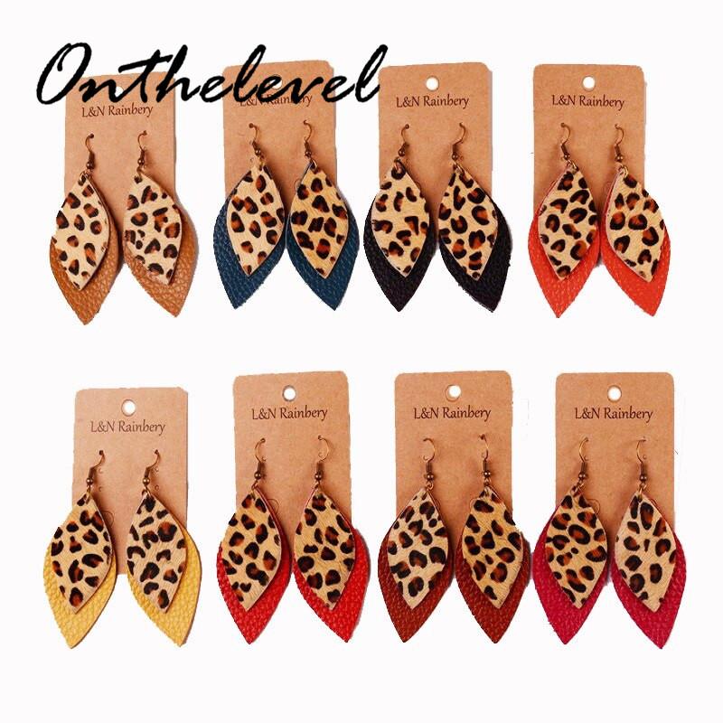 

Dangle & Chandelier Boho Leopard Earrings Horsehide Hook Autumn And Winter Spot Leather Christmas Gift Fashion Earring Jewelry