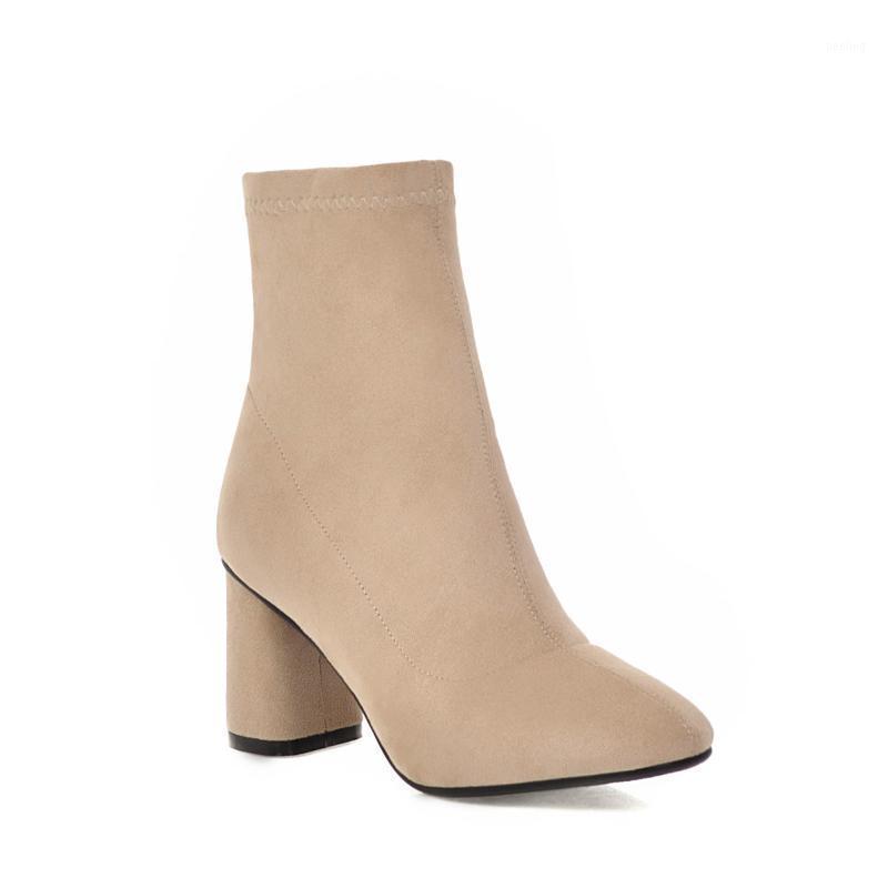 

Women's Mid Calf Boots Boots-Women Round Toe Shoes Winter Footwear Luxury Designer 2020 Low Rubber Autumn Fashion1