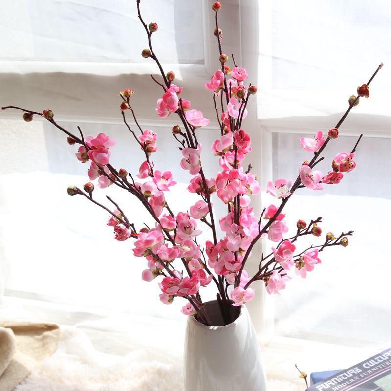 

Plum Cherry Blossoms Artificial Silk Flowers Flores Sakura Tree Branches Home Table Living Room Decor DIY Wedding Decoration1, Pink