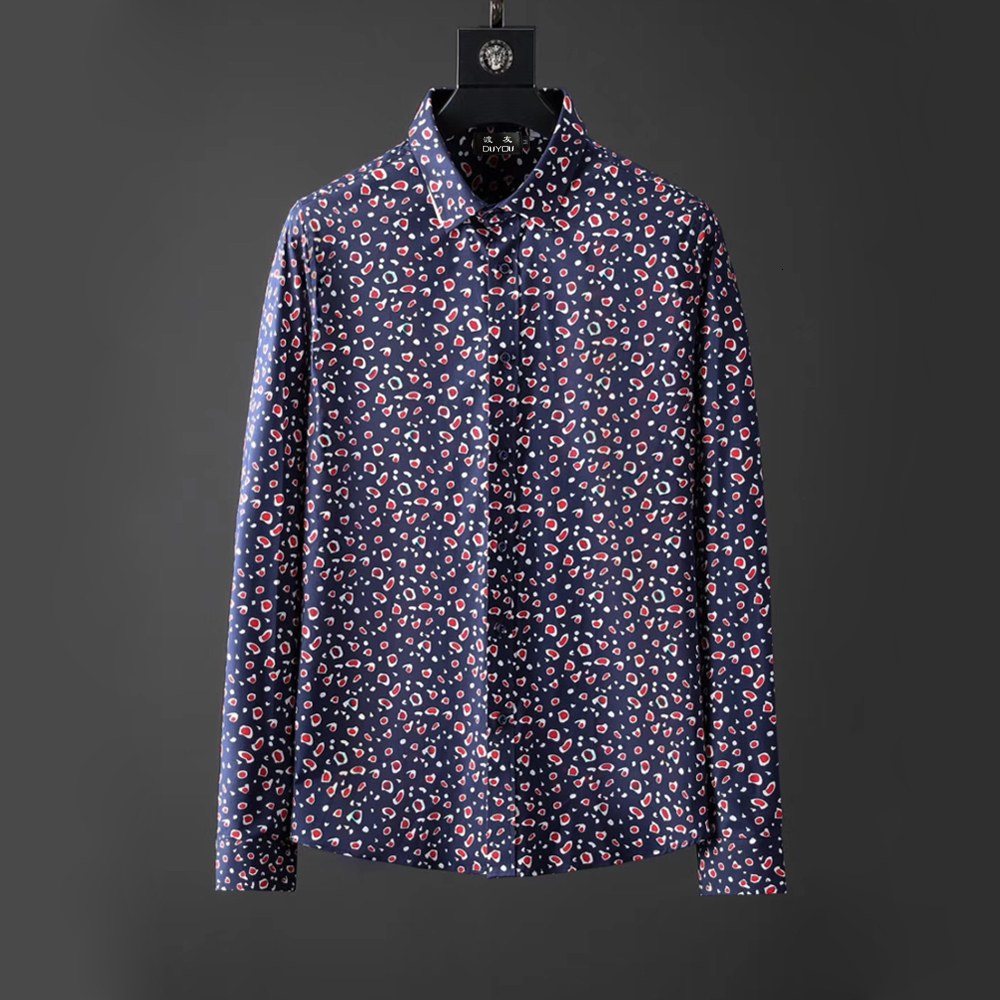 

Mens Cotton Dress Men Covered Floral Shirt High Quality Slim Fit Casual Shirts Dy2916 Gdua, Blue