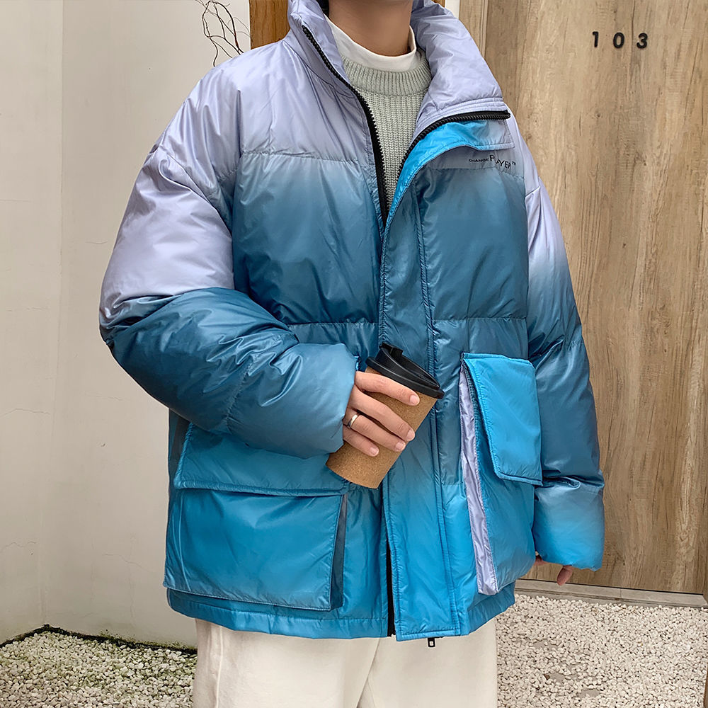 

Cotton Man-quilted 2021 Clothes Autumn/winter New Rainbow Stamped Quilted Clothing Male Youth XIGU, Orange.
