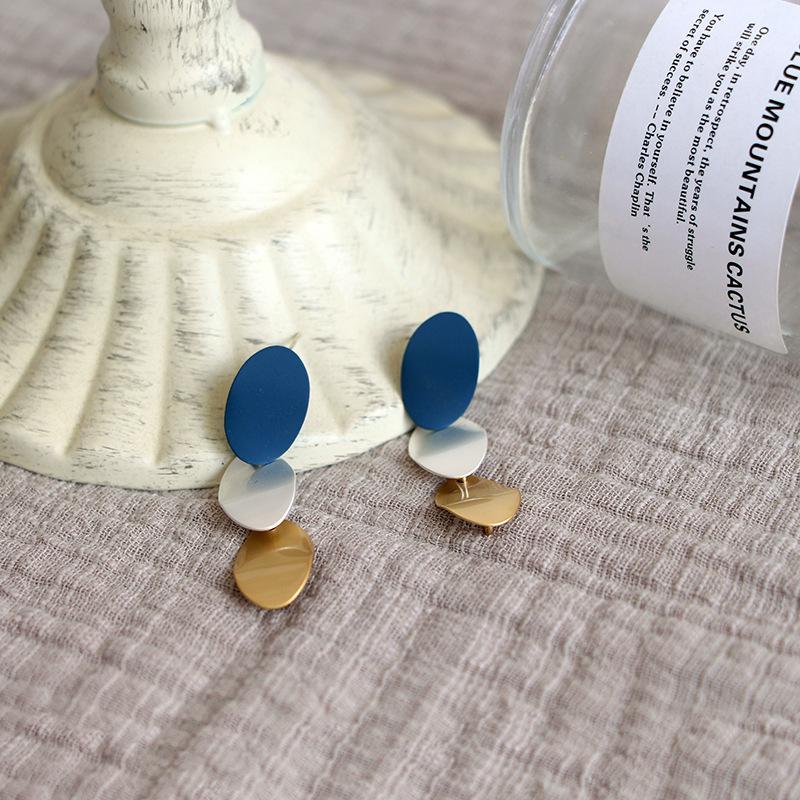 

Stud Vintage Round Metal Drop Earrings For Women 2021 Geometric Painting Earings Silver Post Fashion Jewelry1