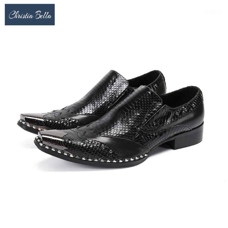 

Christia Bella Classic Genuine Cow Leather Men Business Shoes Square Toe Party Dress Leather Shoes Male Formal Office Footwear1, Black