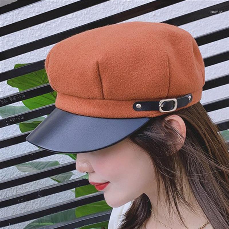 

New Women Woolen Octagonal Hats Casual Winter Autumn Hat Ladies Beret Cap Stylish Artist Painter Newsboy Gatsby Caps1, Khaki