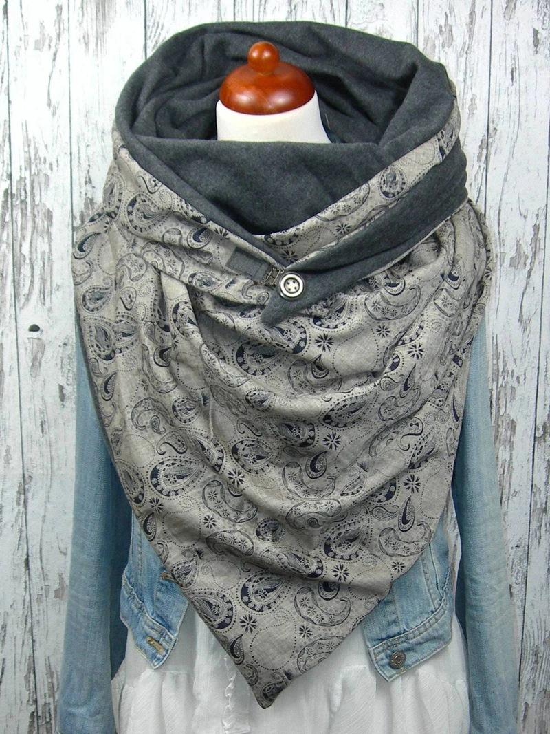

Winter Scarf Women Fashion Women Printing Totem Button Soft Wrap Casual Warm Scarves Shawls Multi-purpose Shawl Scarf