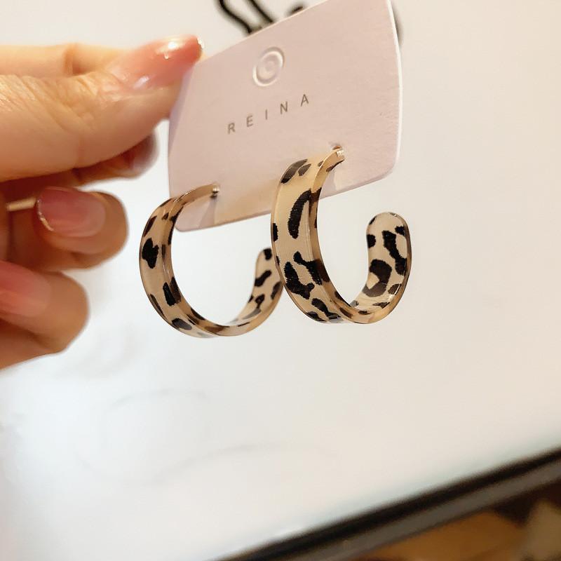 

Hoop & Huggie Inssniy Korean Vintage Acetic Acid Matte Leopard Pattern Earrings Fashion Resin For Women