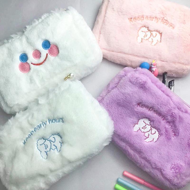 

Trendy INS Large Capacity Cute Plush Cloud Bear Pencil Case Cosmetic Bag Stationery Pencil Bag For Students Animal Prints1