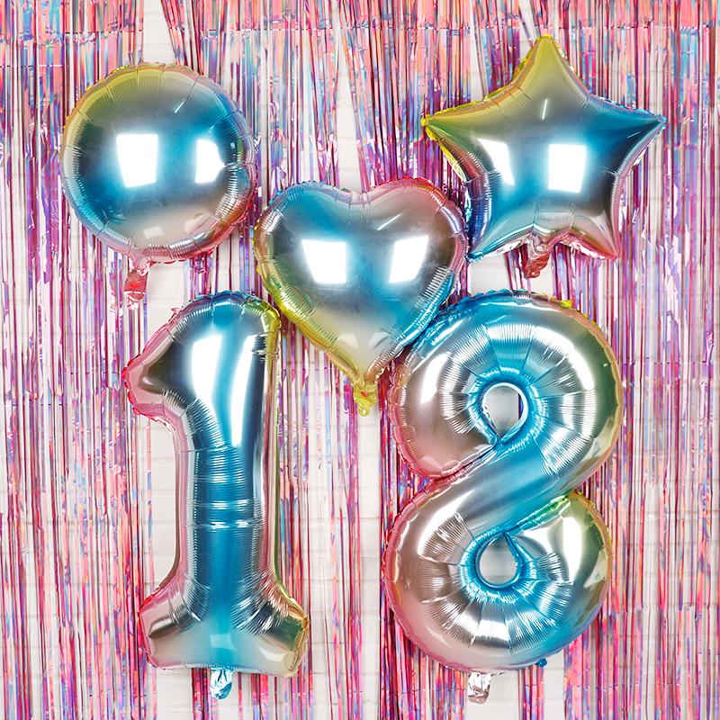 

32inch Gradient color Number Foil Balloons Rainbow Digit Birthday Party Decorations kids Figure Wedding Balloon Baby Shower ball