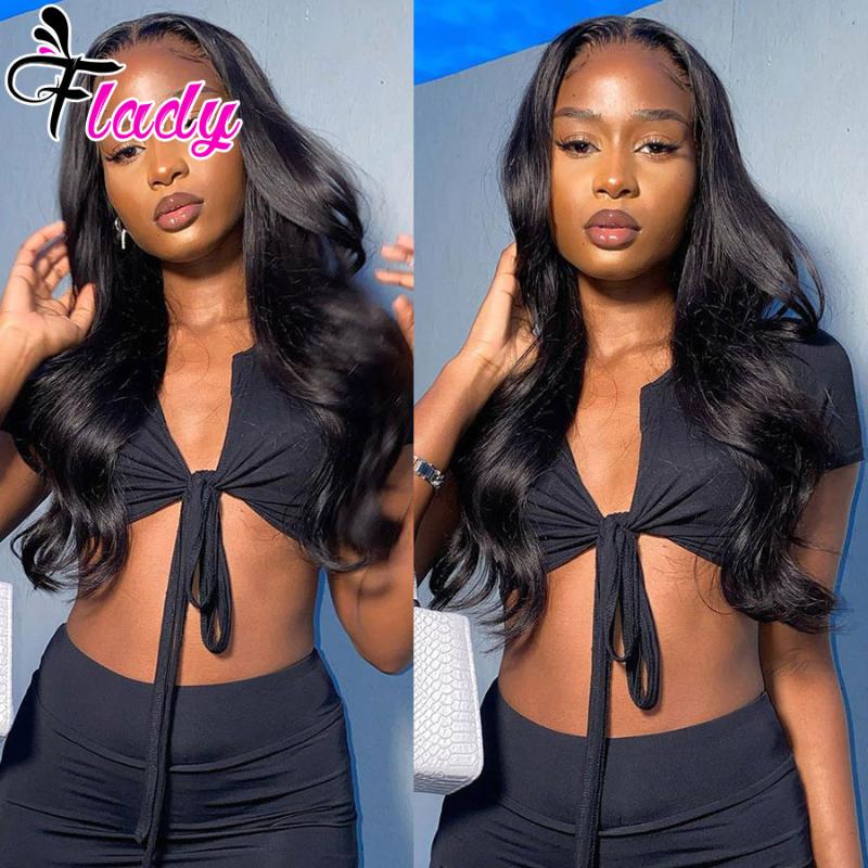 

Flady Lace Frontal Wig Brazilian Body Wave Wig 13x4 Lace Front Human Hair Wigs For Black Women 30inch Remy 4x4 Closure, 4x4 medium brown