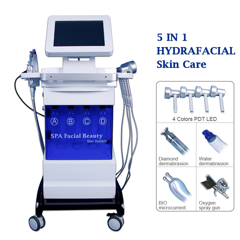 5 in 1 hydrafacial microdermabrasion oxygen jet machine BIO face lift diamond peel facial PDT LED wrinkle removal acne treatment