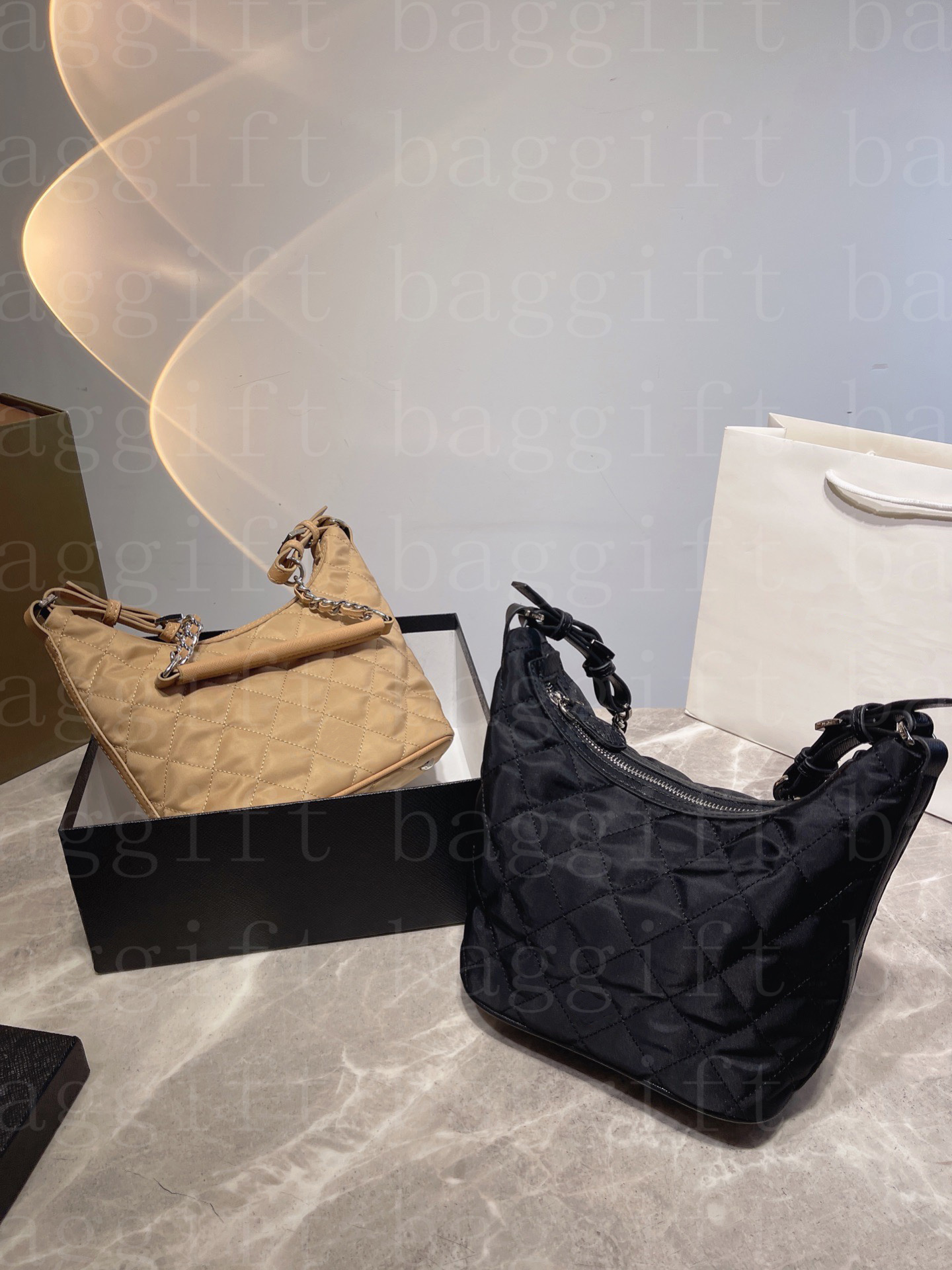 

Medieval Nylon Chain Shoulder Bag Ladies Arm handbags Women Black Purse Wallet Crossbody Tote Luxurys Designer Italy 2sets Shoulder Bags 20 16, No bag;for balance fees