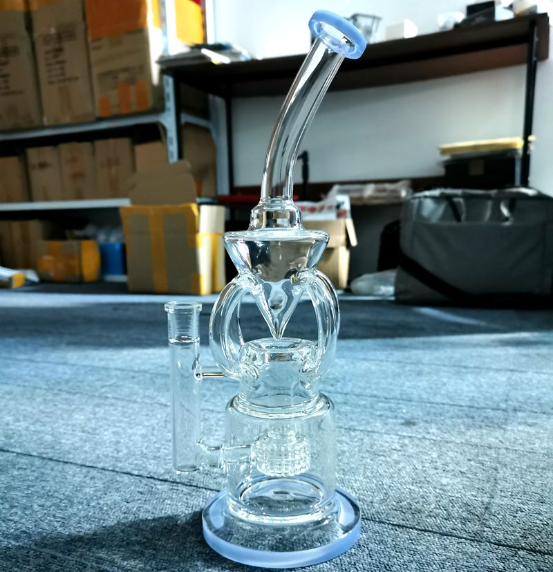 

Twisty Thick glass beaker Hookahs Bong Heady Dab Rigs Holographic water pipes smoking bongs with 10 arms perc 14 inches factory wholesale