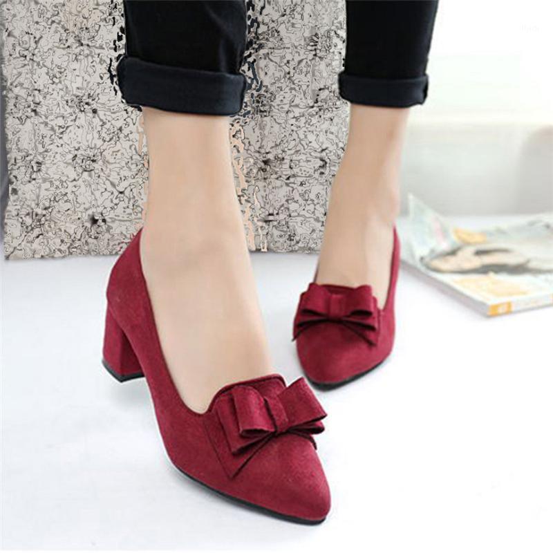 

2020 New Women Shose Women's Bowknot Suede Thick High Heels Casual Pointed Toe Fashion Shoes Sexy Style Shoes for Women Ladies1, Black