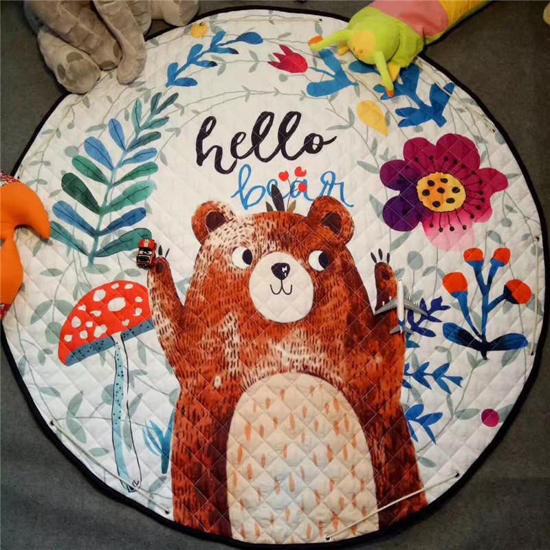 

Coffee bear kids room carpet round 150*150cm play mat patchwork picnic blanket anitslip tapetes para casa sala tapis, Bird home