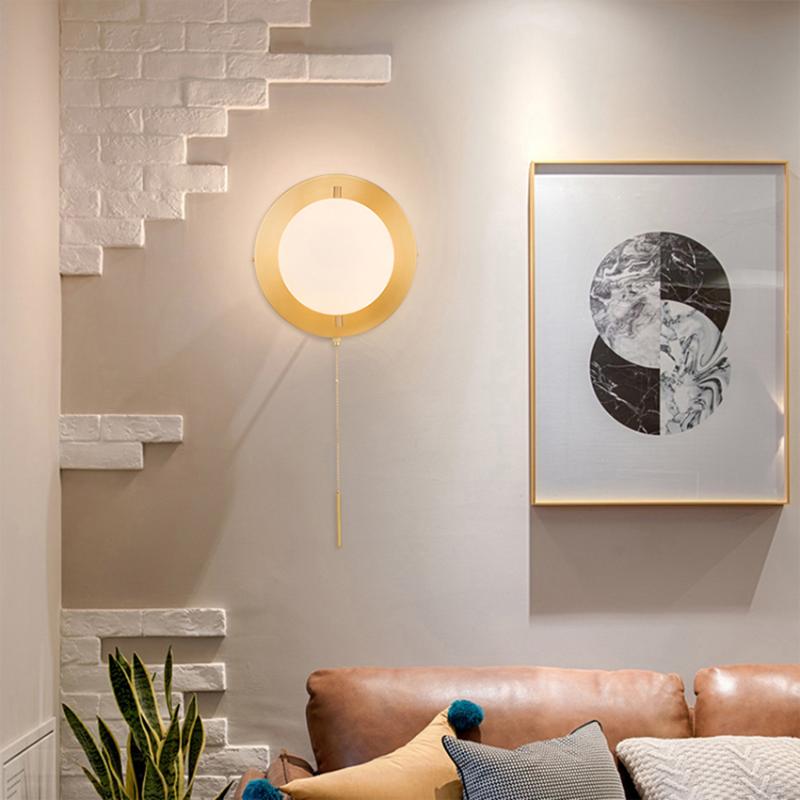 

Modern Nordic New Fashion LED Wall Lamp Deocr Lighting Copper Base Glass Ball Lampshade Bedroom Living Room Corridor Home E27 AC