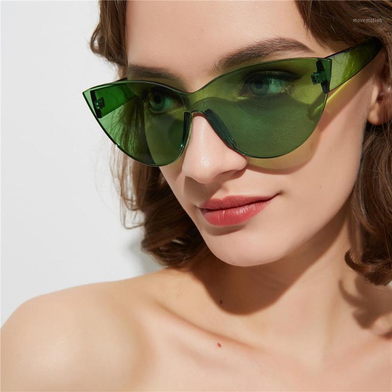 

Summer Cat Eye Rimless Sunglasses Women Transparent Shades Sun Glasses Female Cool Candy Color UV400 Eyewear1