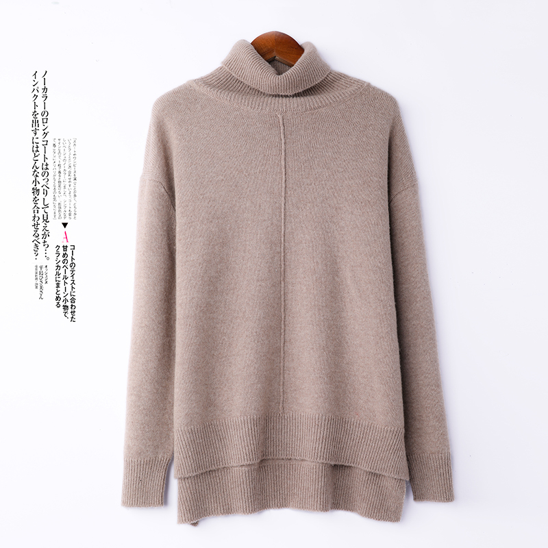 

2021 6 Colours Winter Sweaters Women Bust 110cm 100% Australian Wool Mesh Turteleneck Cut-loose Style Shirts Ladies Long-sleeve Cloth 598K, Dark grey