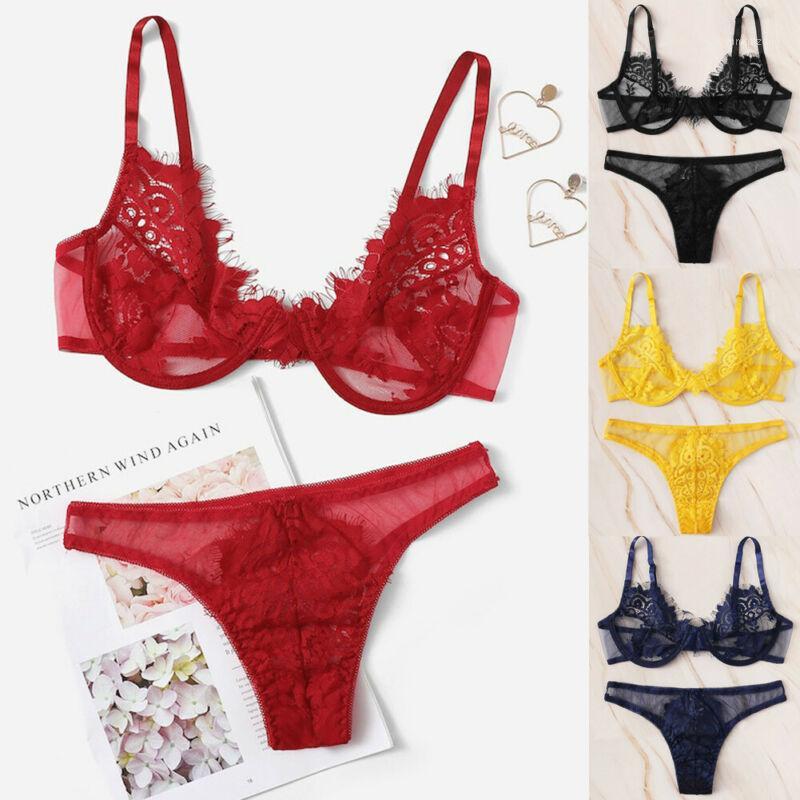 

Women Lingerie Lace Babydoll Bra Set G-String Thong Nightwear Set Lingerie Lace Babydoll Bra G-String Underwear Nightwear1, Red
