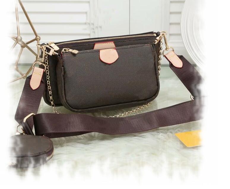 

2021 new high quality brand three piece shoulder bag leather fashion chain bag cross body solid color women's Handbag Shoulder Bag multi co0, Customize
