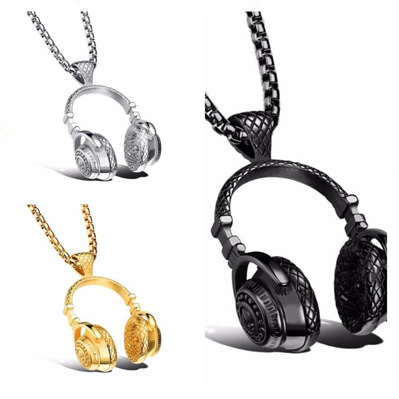 

Men Rock Stainless Steel Music Headphone Headset Link Chain Necklace Charm Hip Hop Jewelry Shellhard Women Chain pendant